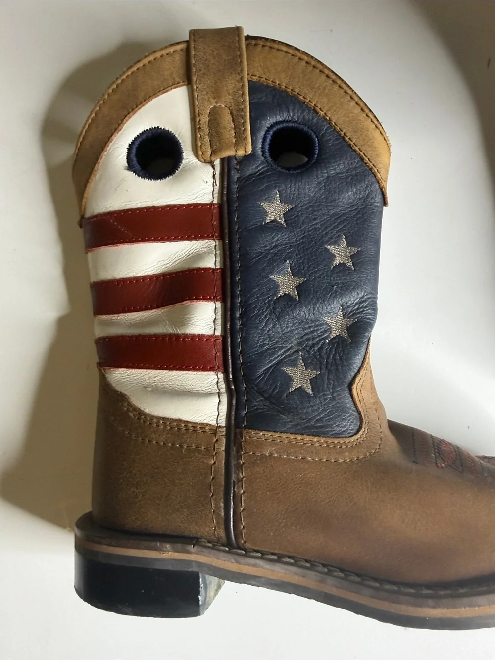 CODY JAMES BOYS' USA FLAG WESTERN BOOTS - BROAD SQUARE TOE size 1D